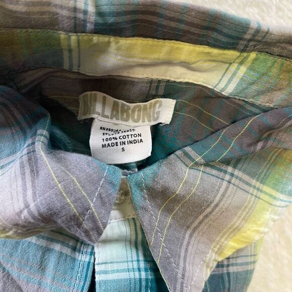 Small Tartan Blouse Blue-Green White and Yellow Billabong Blouse - Picture 12 of 13